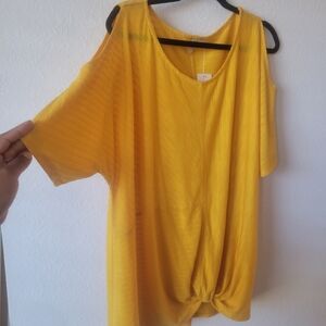 Yellow Women's Cold Shoulder Blouse